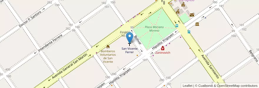 Mapa de ubicacion de San Vicente Ferrer en Argentina, Provincia Di Buenos Aires, Partido De San Vicente.