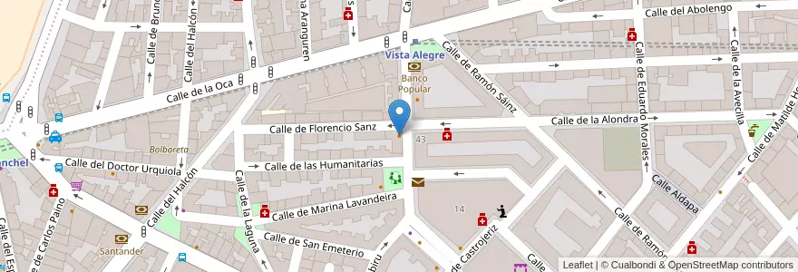 Mapa de ubicacion de Sanabria en Испания, Мадрид, Мадрид, Área Metropolitana De Madrid Y Corredor Del Henares, Мадрид.