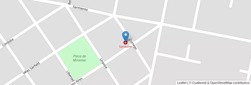 Mapa de ubicacion de Sanatorio en Аргентина, Кордова, Departamento San Justo, Pedanía Concepción, Municipio De Miramar, Miramar.