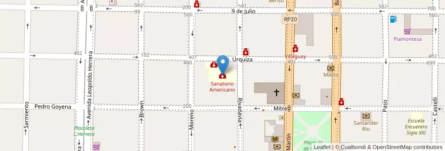 Mapa de ubicacion de Sanatorio Americano en Аргентина, Междуречье, Departamento Villaguay, Distrito Lucas Al Sud, Villaguay.