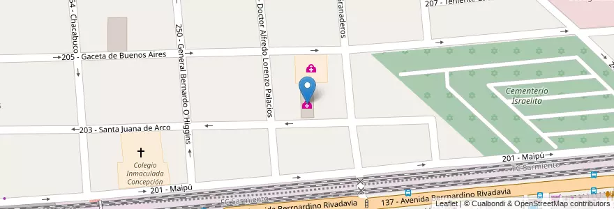 Mapa de ubicacion de Sanatorio Amta en アルゼンチン, ブエノスアイレス州, Partido De Tres De Febrero, Ciudadela.