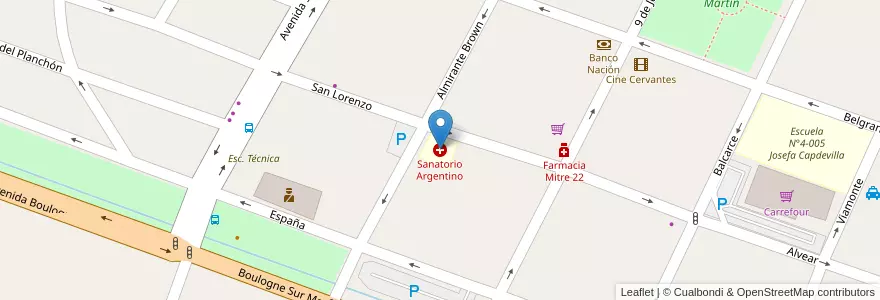 Mapa de ubicacion de Sanatorio Argentino en Argentine, Chili, Mendoza, Departamento San Martín, Distrito Ciudad De San Martín.