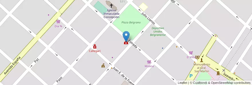 Mapa de ubicacion de Sanatorio Belgrano en 아르헨티나, 부에노스아이레스주, Partido De General Belgrano, General Belgrano.