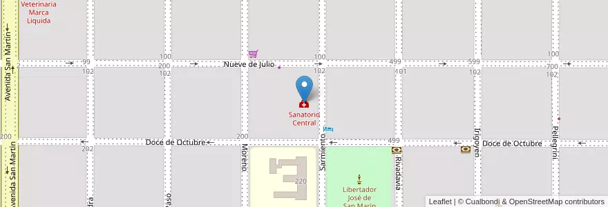 Mapa de ubicacion de Sanatorio Central en الأرجنتين, Chaco, Departamento Libertador General San Martín, Municipio De General José De San Martín.