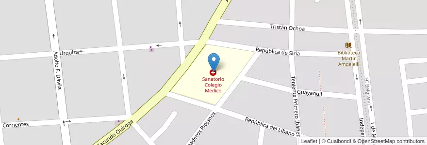 Mapa de ubicacion de Sanatorio Colegio Medico en آرژانتین, La Rioja, Departamento Capital, La Rioja.