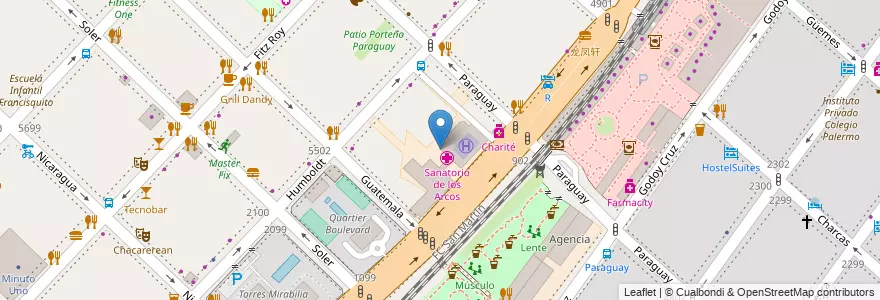 Mapa de ubicacion de Sanatorio de los Arcos, Palermo en 아르헨티나, Ciudad Autónoma De Buenos Aires, 부에노스아이레스, Comuna 14.