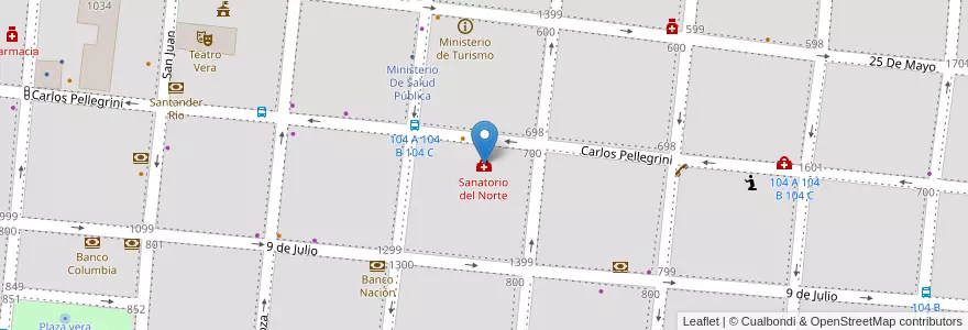 Mapa de ubicacion de Sanatorio del Norte en Аргентина, Корриентес, Departamento Capital, Corrientes, Corrientes.