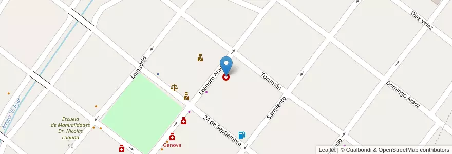 Mapa de ubicacion de Sanatorio del Rosario en アルゼンチン, トゥクマン州, Departamento Monteros, Municipio De Monteros, Monteros.