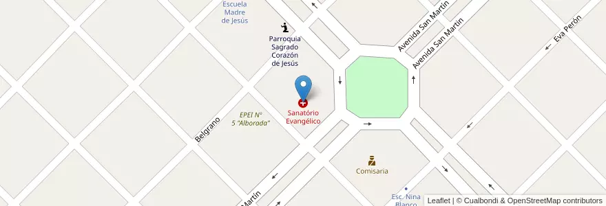 Mapa de ubicacion de Sanatório Evangélico en アルゼンチン, エントレ・リオス州, Departamento Diamante, Distrito Isletas, General Ramírez.