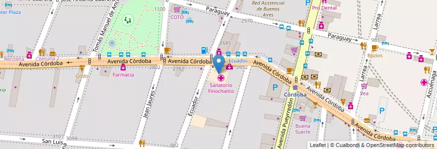 Mapa de ubicacion de Sanatorio Finochietto, Balvanera en アルゼンチン, Ciudad Autónoma De Buenos Aires, Comuna 2, ブエノスアイレス.