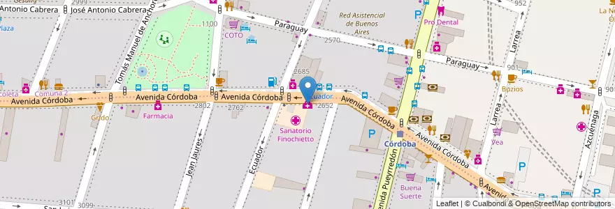 Mapa de ubicacion de Sanatorio Finochietto, Balvanera en Arjantin, Ciudad Autónoma De Buenos Aires, Comuna 2, Buenos Aires.