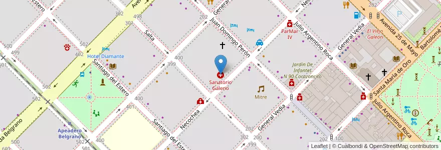 Mapa de ubicacion de Sanatorio Galeno en アルゼンチン, チャコ州, Departamento San Fernando, Resistencia, Resistencia.