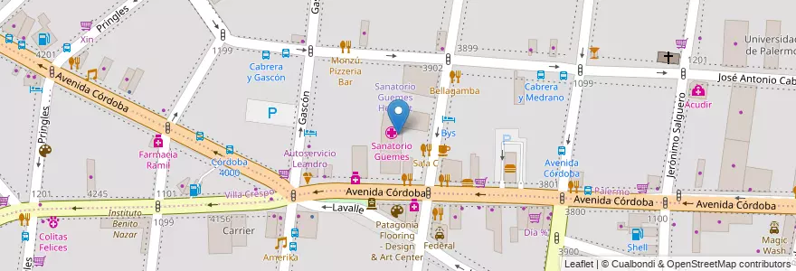 Mapa de ubicacion de Sanatorio Güemes, Palermo en Argentina, Autonomous City Of Buenos Aires, Autonomous City Of Buenos Aires.