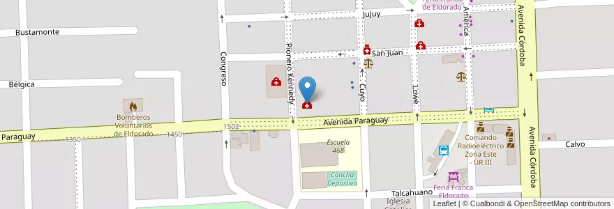 Mapa de ubicacion de Sanatorio IMI en Arjantin, Misiones, Departamento Eldorado, Municipio De Eldorado, Eldorado.