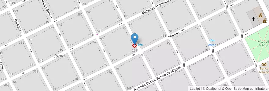 Mapa de ubicacion de Sanatorio Junín en Arjantin, Buenos Aires, Partido De Junín, Junín.