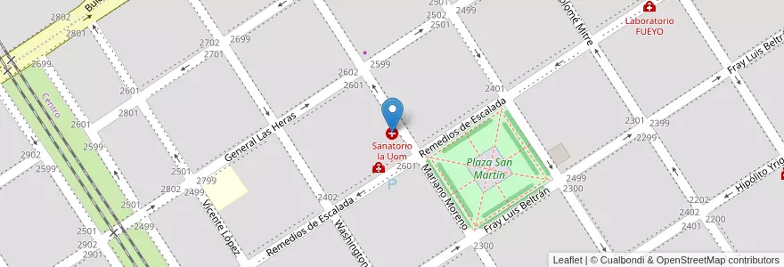 Mapa de ubicacion de Sanatorio la Uom en Argentinië, Santa Fe, Departamento Caseros, Municipio De Casilda, Casilda.