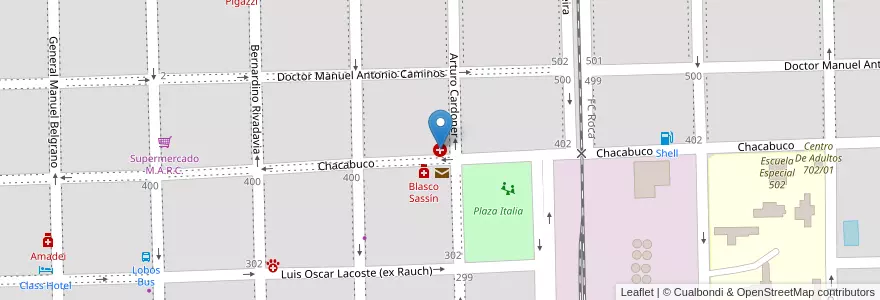 Mapa de ubicacion de Sanatorio Lobos en アルゼンチン, ブエノスアイレス州, Partido De Lobos, Lobos.