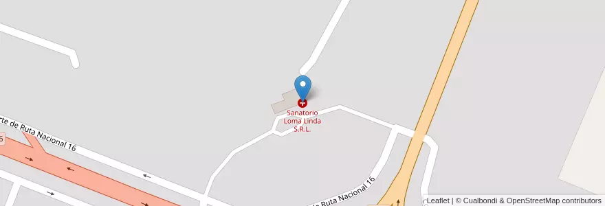 Mapa de ubicacion de Sanatorio Loma Linda S.R.L. en アルゼンチン, チャコ州, Departamento Comandante Fernández, Municipio De Presidencia Roque Sáenz Peña, Presidencia Roque Sáenz Peña.