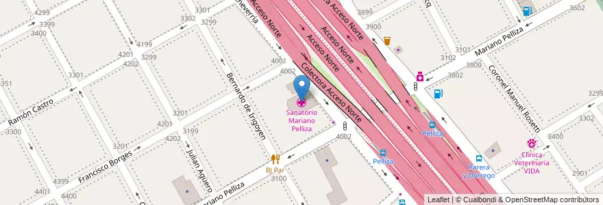 Mapa de ubicacion de Sanatorio Mariano Pelliza en アルゼンチン, ブエノスアイレス州, Partido De Vicente López, Vicente López.