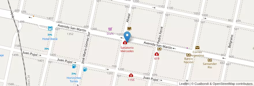 Mapa de ubicacion de Sanatorio Mercedes en Аргентина, Корриентес, Departamento Mercedes, Municipio De Mercedes.