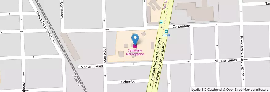 Mapa de ubicacion de Sanatorio Neuropático en Аргентина, Санта-Фе, Departamento Rosario, Municipio De Rosario, Росарио.