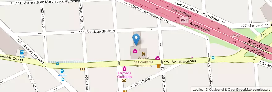 Mapa de ubicacion de Sanatorio Nuestra Señora del Pilar en Argentinien, Provinz Buenos Aires, Partido De Tres De Febrero, Ciudadela.