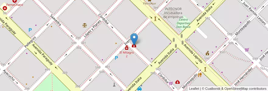 Mapa de ubicacion de Sanatorio Palacio en الأرجنتين, Chaco, Departamento San Fernando, Resistencia, Resistencia.