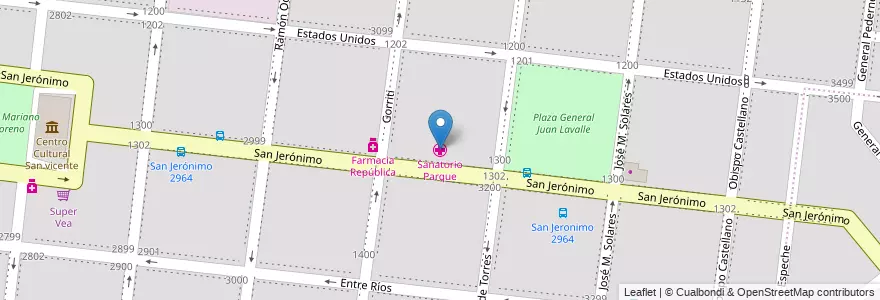 Mapa de ubicacion de Sanatorio Parque en 阿根廷, Córdoba, Departamento Capital, Pedanía Capital, Córdoba, Municipio De Córdoba.