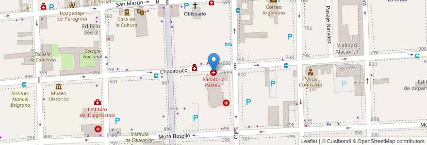 Mapa de ubicacion de Sanatorio Pasteur en Arjantin, Catamarca, Departamento Capital, Municipio De San Fernando Del Valle De Catamarca, San Fernando Del Valle De Catamarca.
