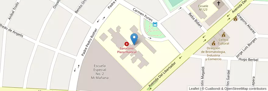 Mapa de ubicacion de Sanatorio Plaza Huincul en 阿根廷, 智利, 內烏肯省, Departamento Confluencia, Municipio De Plaza Huincul, Plaza Huincul.