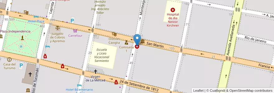 Mapa de ubicacion de Sanatorio Privado PASQUINI en アルゼンチン, トゥクマン州, San Miguel De Tucumán, Departamento Capital, San Miguel De Tucumán.