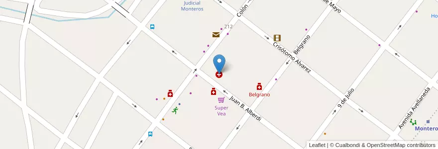 Mapa de ubicacion de Sanatorio Racedo en Arjantin, Tucumán, Departamento Monteros, Municipio De Monteros, Monteros.