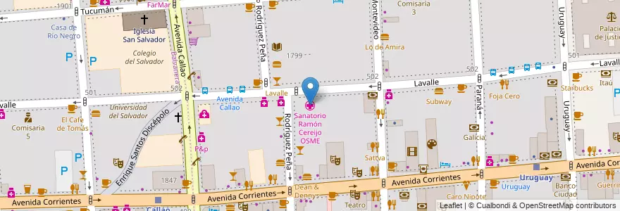 Mapa de ubicacion de Sanatorio Ramón Cereijo OSME, San Nicolas en アルゼンチン, Ciudad Autónoma De Buenos Aires, ブエノスアイレス.