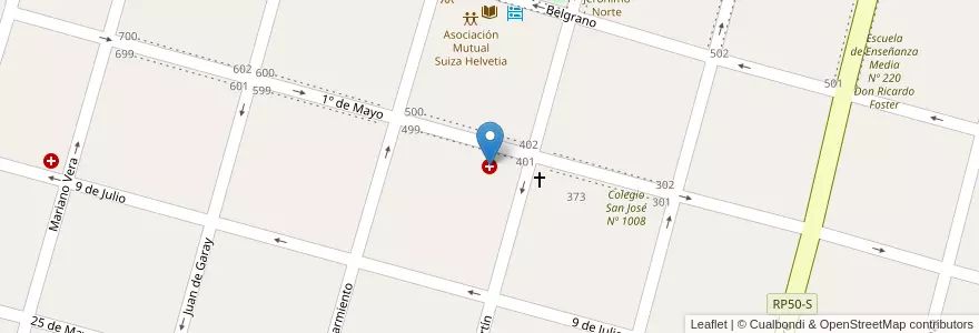 Mapa de ubicacion de Sanatorio San Jerónimo Norte en アルゼンチン, サンタフェ州, Departamento Las Colonias, Municipio De San Jerónimo Norte, San Jerónimo Norte.