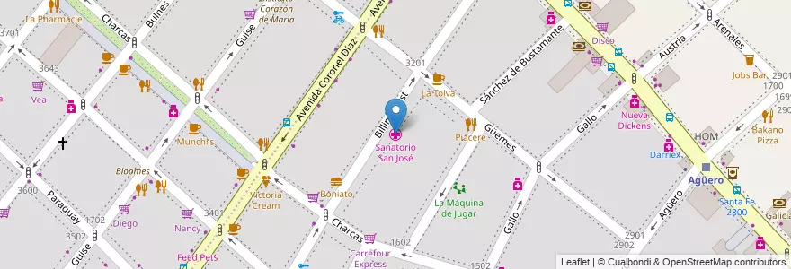 Mapa de ubicacion de Sanatorio San José, Recoleta en الأرجنتين, Ciudad Autónoma De Buenos Aires, Comuna 2, Buenos Aires.