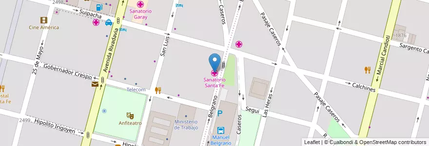Mapa de ubicacion de Sanatorio Santa Fe en Argentina, Santa Fe, Departamento La Capital, Santa Fe Capital, Santa Fe.