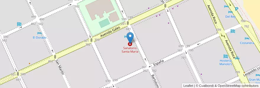 Mapa de ubicacion de Sanatorio Santa María en 아르헨티나, Chubut, Puerto Madryn, Departamento Biedma.