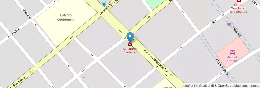 Mapa de ubicacion de Sanatorio Santiago en 아르헨티나, Santiago Del Estero, Departamento Capital, Santiago Del Estero.
