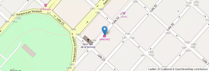Mapa de ubicacion de SANCHEZ, Casco Urbano en アルゼンチン, ブエノスアイレス州, Partido De La Plata, La Plata.