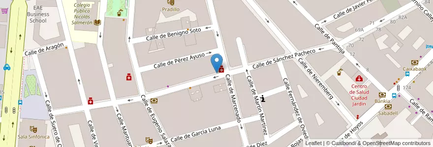 Mapa de ubicacion de SANCHEZ PACHECO, CALLE, DE,43 en إسبانيا, منطقة مدريد, منطقة مدريد, Área Metropolitana De Madrid Y Corredor Del Henares, مدريد.