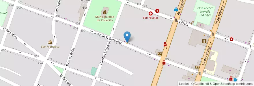 Mapa de ubicacion de Sancho Pizza en Argentinië, La Rioja, Departamento Chilecito, Chilecito.