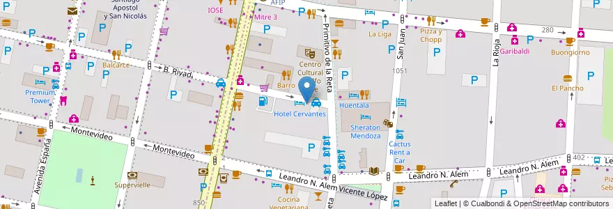 Mapa de ubicacion de Sancho Restaurant en Arjantin, Şili, Mendoza, Departamento Capital, Ciudad De Mendoza, Sección 3ª Parque O'Higgins.