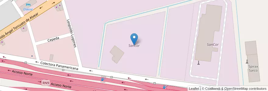 Mapa de ubicacion de Sancor en 阿根廷, 布宜诺斯艾利斯省, Partido De Tigre, Don Torcuato.