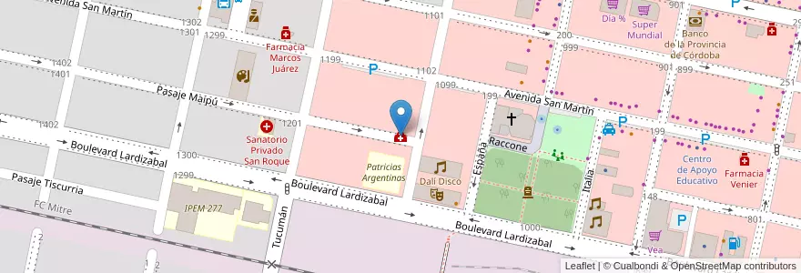 Mapa de ubicacion de Sancor Salud en Argentinien, Provinz Córdoba, Departamento Marcos Juárez, Pedanía Espinillos, Municipio De Marcos Juárez.