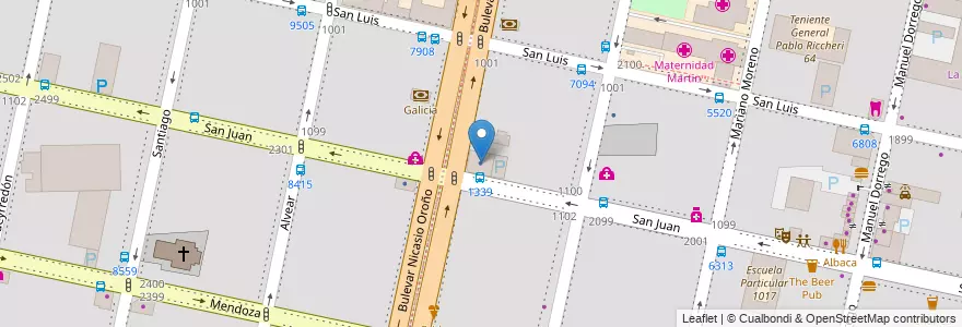 Mapa de ubicacion de Sancor Seguros en 아르헨티나, Santa Fe, Departamento Rosario, Municipio De Rosario, 로사리오.