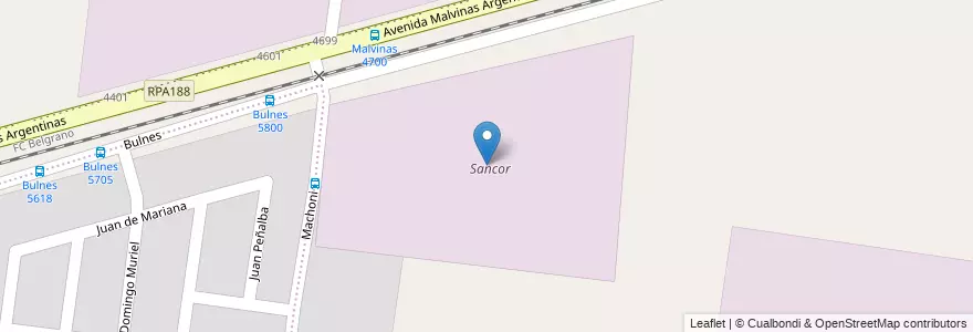 Mapa de ubicacion de Sancor en 阿根廷, Córdoba, Departamento Capital, Pedanía Capital, Córdoba, Municipio De Córdoba.
