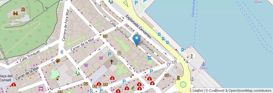 Mapa de ubicacion de Sandunga 52 en スペイン, バレンシア州, Alacant / Alicante, La Marina Alta, Dénia.