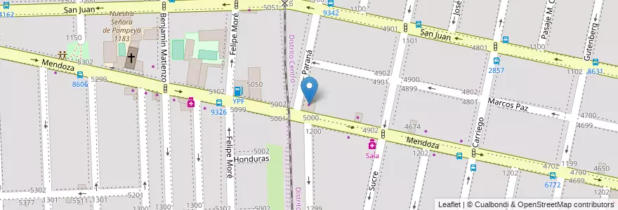 Mapa de ubicacion de Sandy Muebles en آرژانتین, سانتافه, Departamento Rosario, Municipio De Rosario, تسبیح.