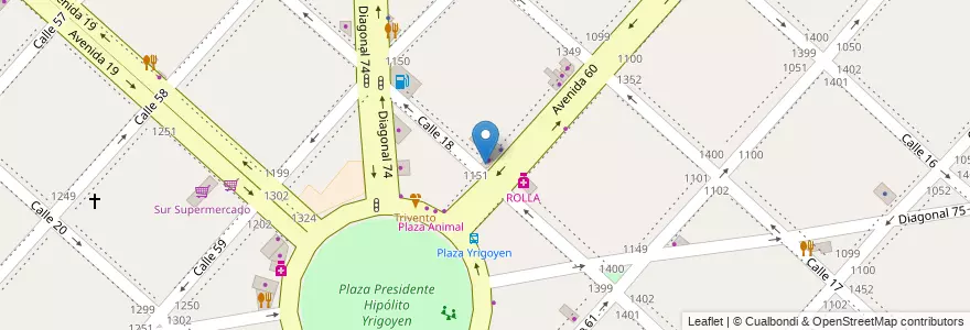 Mapa de ubicacion de Sanitarios 18,60, Casco Urbano en アルゼンチン, ブエノスアイレス州, Partido De La Plata, La Plata.