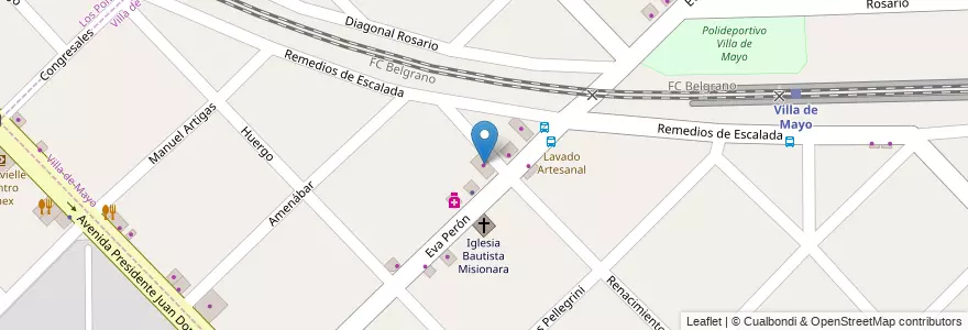 Mapa de ubicacion de Sanitarios Santodomingo en Arjantin, Buenos Aires, Partido De Malvinas Argentinas, Villa De Mayo.